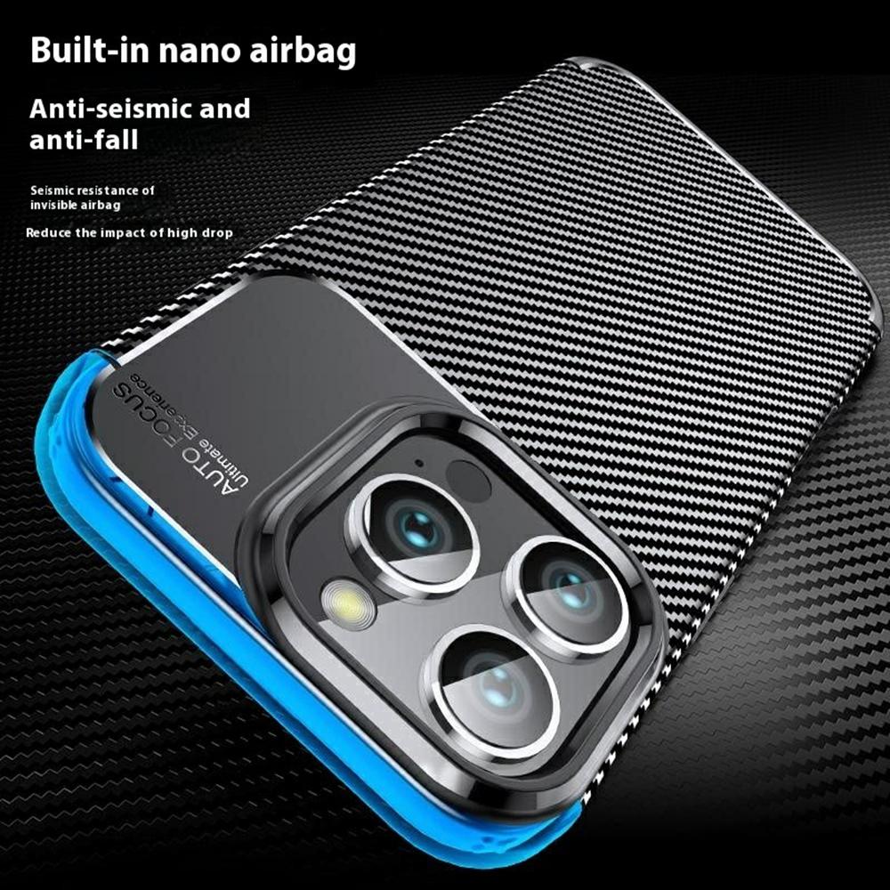 

For iPhone 16 Pro Case Carbon Fiber Texture TPU Phone Cover Heat Dissipation Style A
