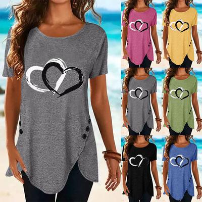 T-shirt estiva da donna taglie forti T-shirt a maniche corte Camicetta con bottoni da donna