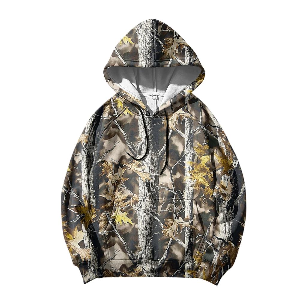 Men's Printed Casual Hoodie with Pocket and Drawstring for Everyday Wear