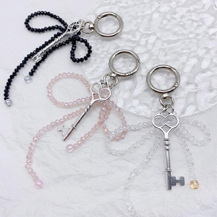 Fashionable Beaded Butterfly Pendant Phone Chain Keyring Phones Charm Keychain