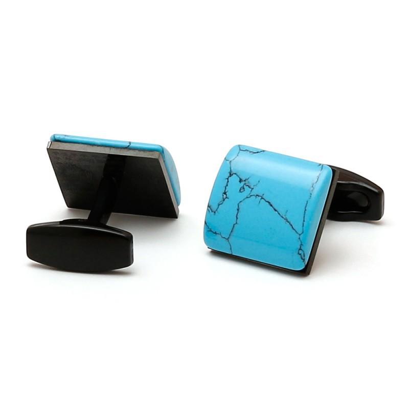 Stainless Steel Jewelry Retro Light Luxury Turquoise Square Black Men s Cufflinks stainless steel
