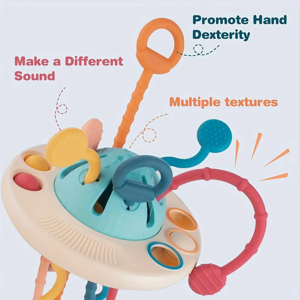Baby Toys Montessori Silicone Toy Travel Pull String Toy Developing Fine Motor Skill Multi-Sensory Activity Toy Gift