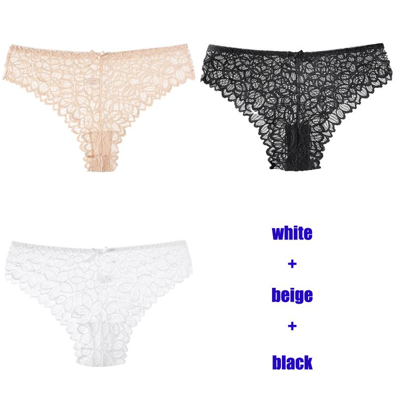 

3 шт./лот французские кружевные женские трусы-бантики с заниженной талией, сексуальное ажурное нижнее белье, дышащее хлопковое нижнее белье с промежностью M