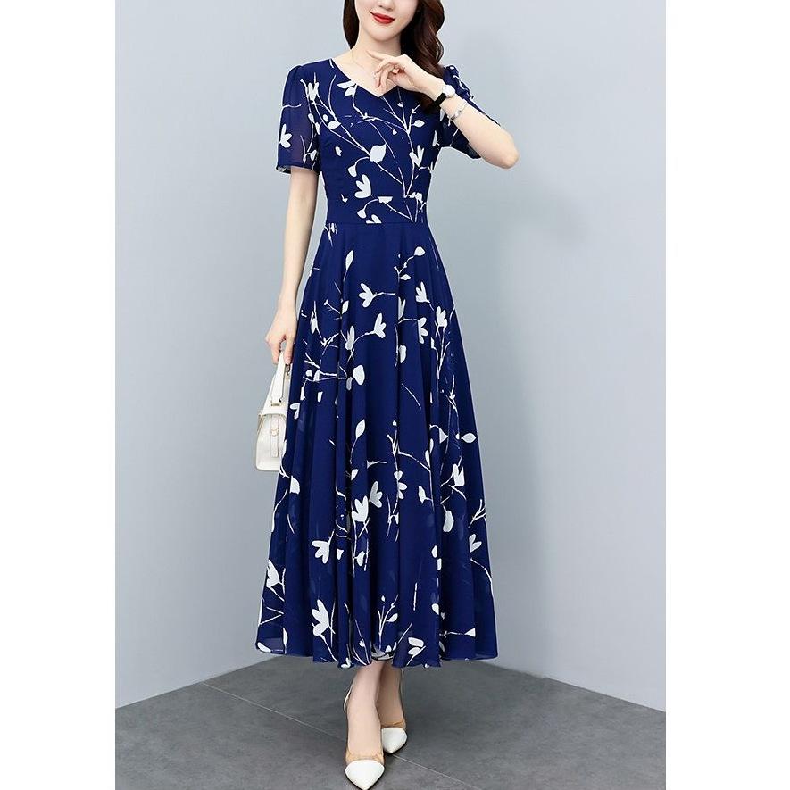 Summer Floral Plus Size Waist-Cinching Dress for Women