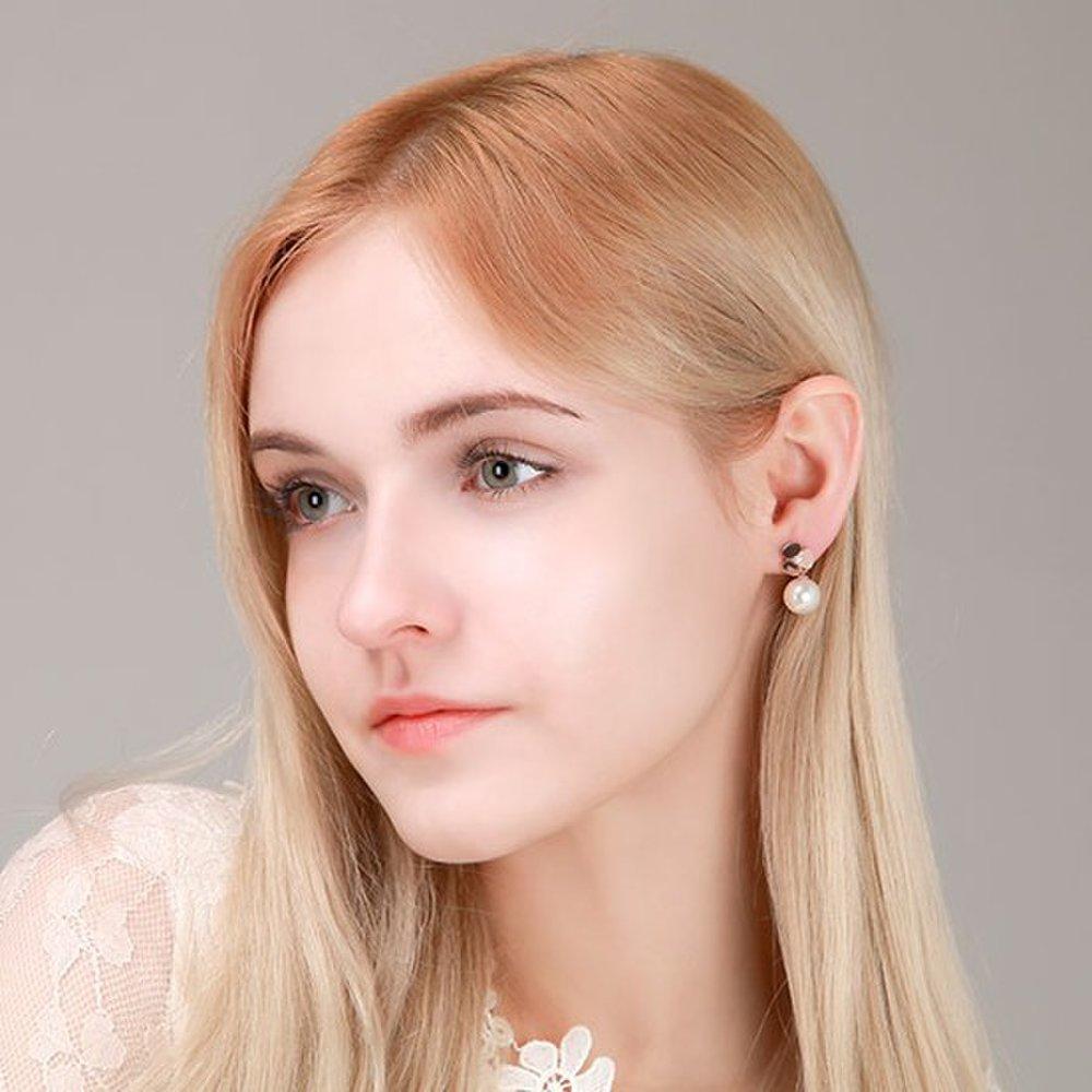 [] 14K Rose Gold Pin Romance Cubic One-Touch Earrings