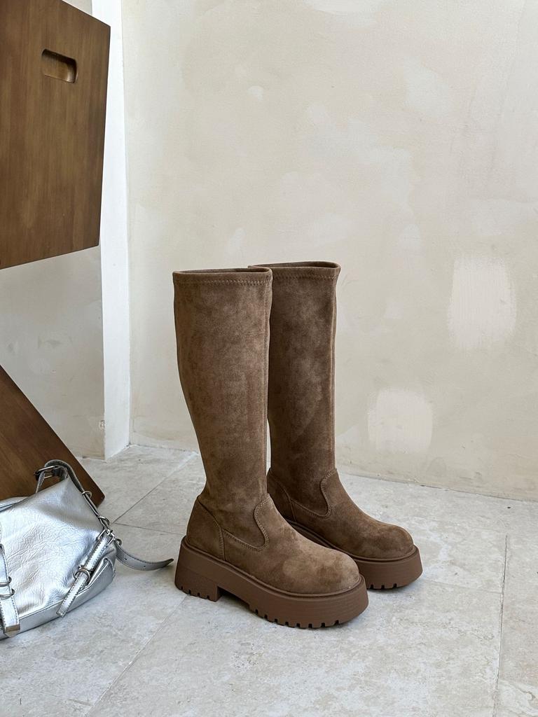 Spot Retro Boots Tall Knight Boots Thick-soled Boots Women's 2025 New Thin Mid-tube Autumn and Winter Boots