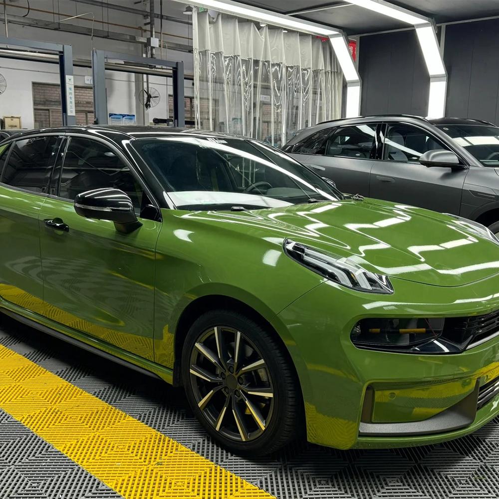 Crystal Moss Green Car Sticker Wrapping Vinyl Film PET Sticker Bubble Free Auto Decals Car Accessories Exterior Interior