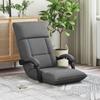 Adjustable Floor Footrest Dark Grey Fabric