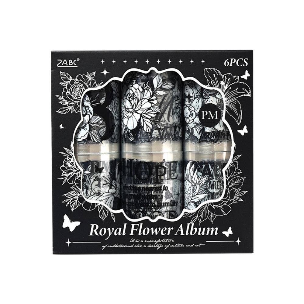 

6 Rolls Romantic PET Waterproof Adhesive Tape Retro Floral Style Sticker Roll Office Supply 6 Rolls