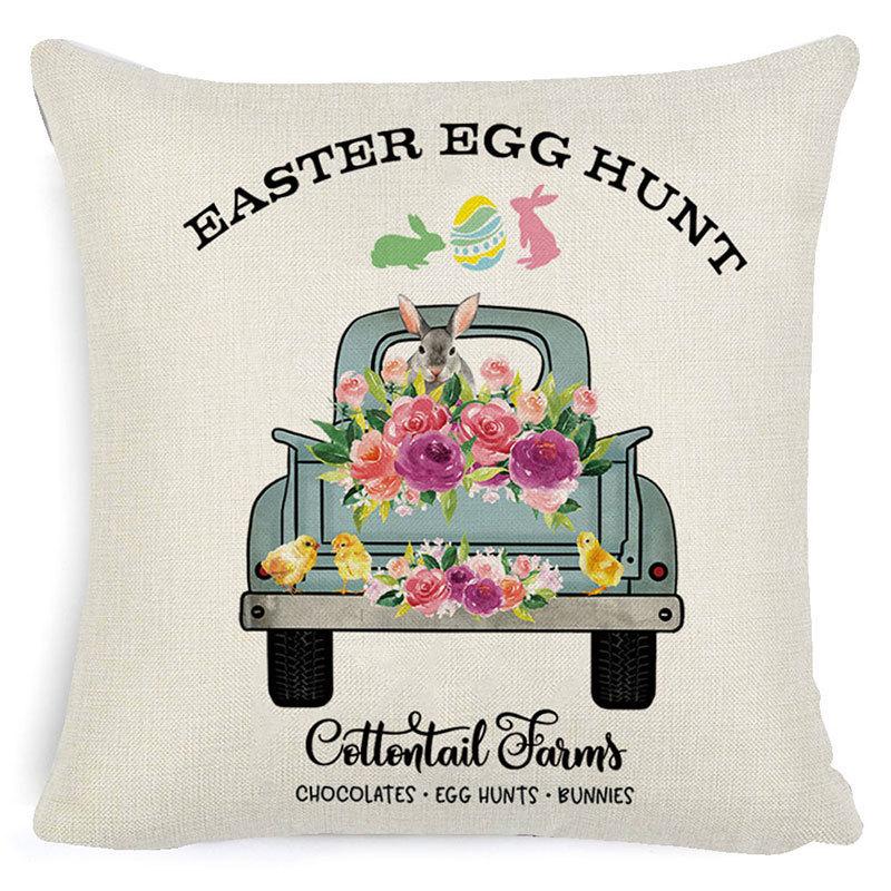 Pillowcase Easter Pillowcase Cartoon Truck Garland Rabbit Egg Animal Plaid