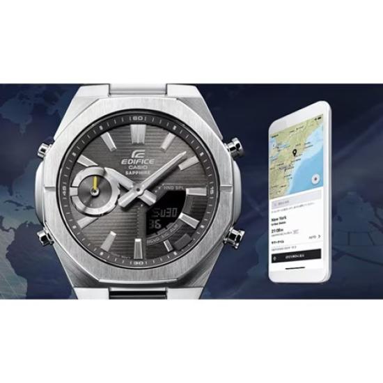 CASIO EDIFICE Smartphone Link Gray Dial Slim 10 ATM Water Resistant Watch Special ECB-S10YD-8AJF Men's