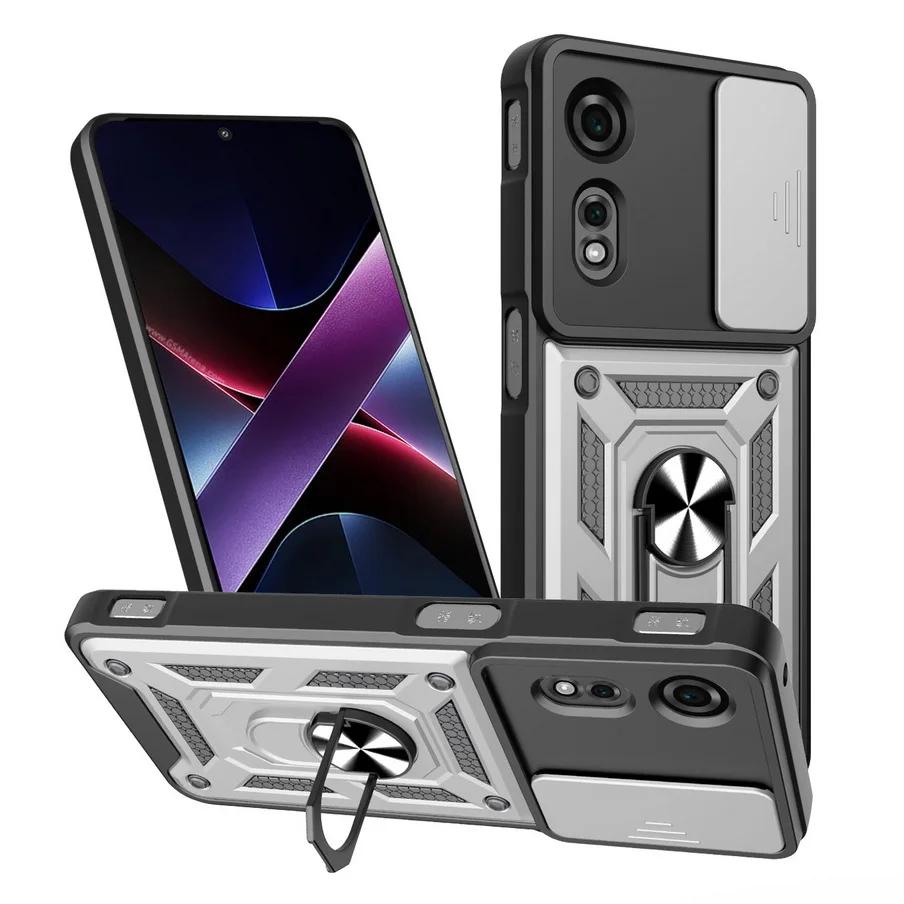 Magnetický kovový držák prstenu Kryt pro ZTE Blade A75 A55 A35 Nubia Focus Neo 3 Neo2 Posuvný objektiv Fotoaparát Nárazuvzdorný Armor Tvrdé pouzdro