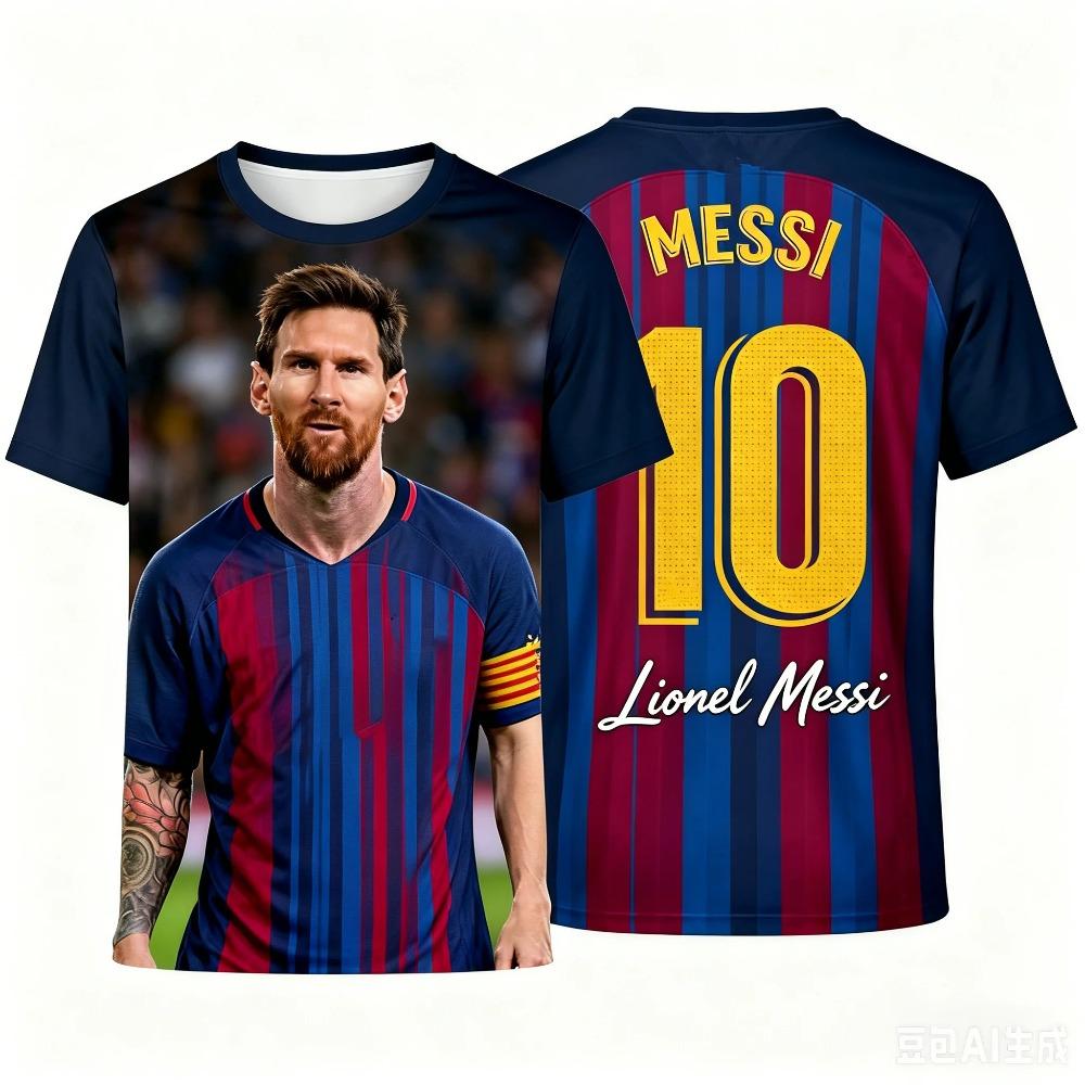 2026 Nuova Maglia da Calcio Messi Numero 10 T-shirt Bambino T-shirt da Calcio 3D Moda Estiva Top Sportivo Casual Commemorativo