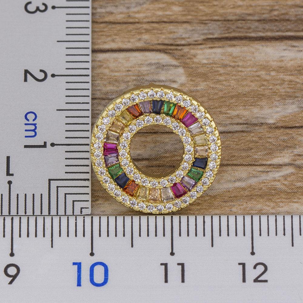 Fashion Female Luxury Crystal Round Stud Earrings Vintage Gold Color Wedding Party Jewelry Copper Zircon Crystal Stone Earrings