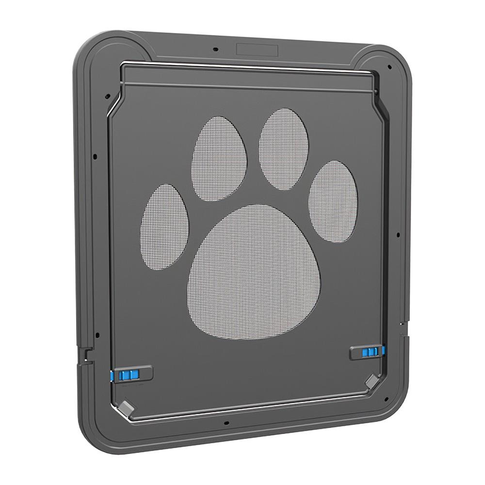Pet Screen Door Magnetic Flap Screen Automatic Lockable Black Door for Dogs