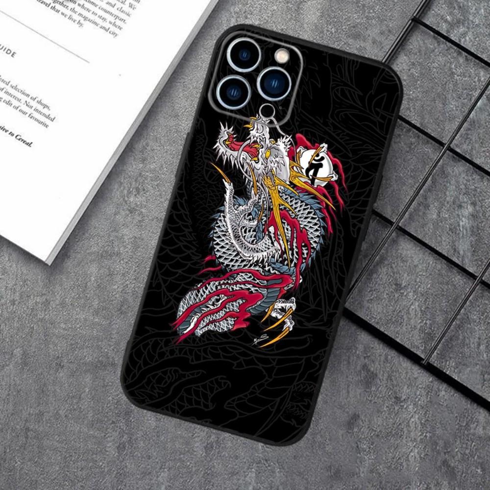 Japanese Game Yakuza Kiryu Dragon Phone Case For iPhone 16,15,14,13,12,11,XS,XR,X,8,7,Pro,Max,Plus,mini Silicone Black Cover