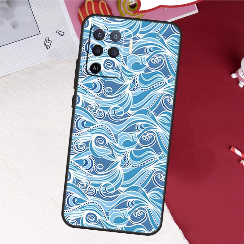 Japanese Style Floral Texture Case For Oppo A18 A98 A38 A58 A78 A60 A80 A40 A96 A76 A16 A94 A74 A54 A15 A17 A57 A77 A5 Pro