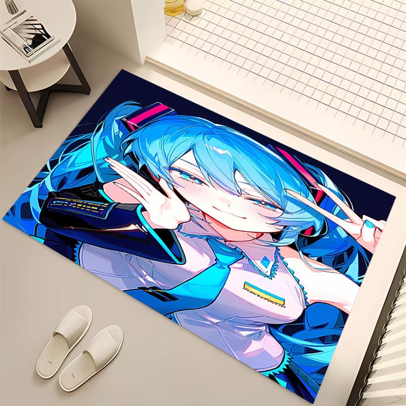 1pc Hatsune Miku Print Area Rug - Soft, Washable Non-Slip Indoor Mat, Living Room, Home Office Decorative Rug,Office Decorative
