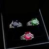 Fashion New 5-carat Colored Treasure Crescent Eye Ring, Emerald Ruby Six-claw Ring for Women