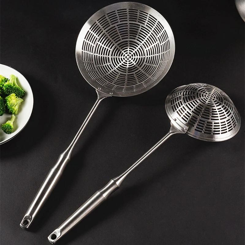 Long Handle Stainless Steel Colander Pasta Hot Pot Oil Filter Strainer Spoon Kitchen Fried Food Net Sieve Spoon Cooking Tools