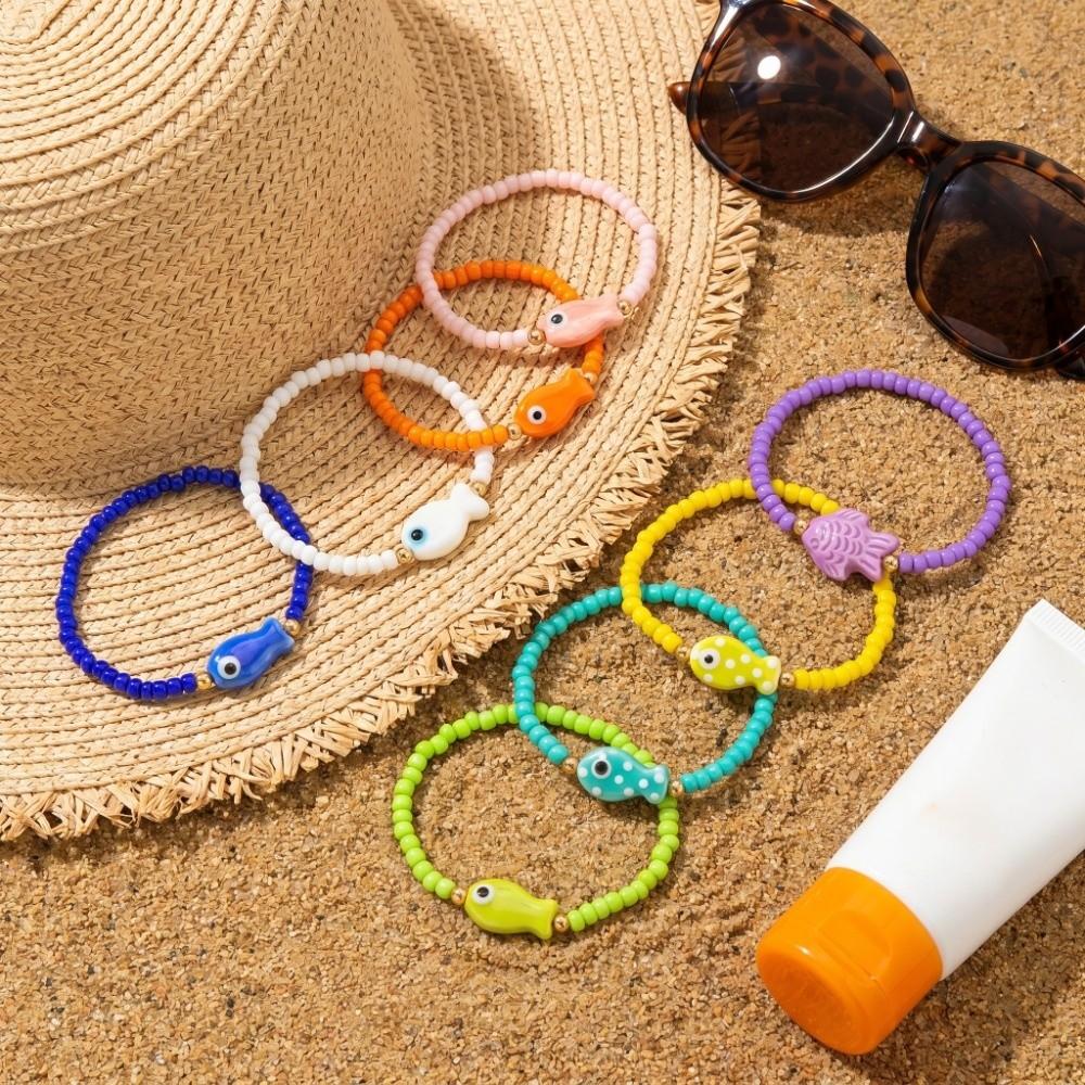 Buntes Böhmisches Meeresarmband Meeres-Serie Gepunktetes Perlenarmband Kreatives Strandarmband Urlaub