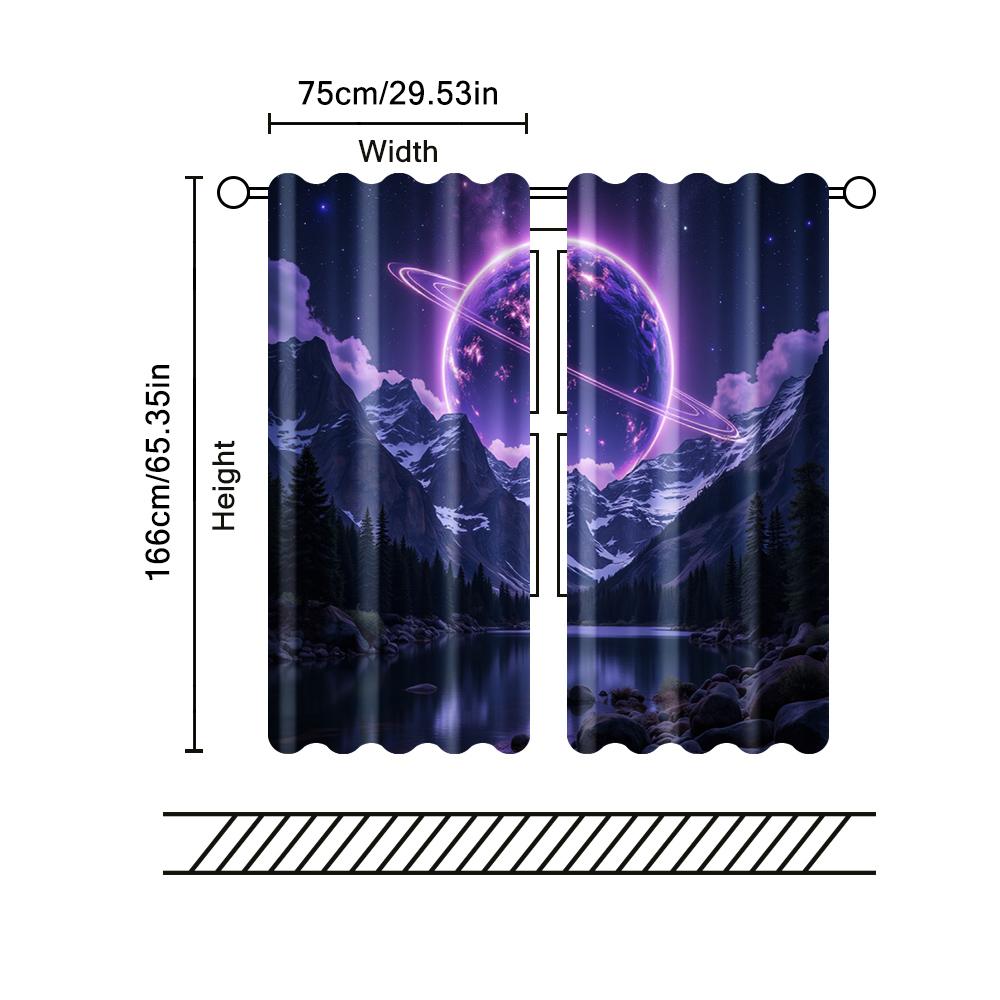 2 pcs, filtering curtains (excluding rods, non-movable, without batteries) Galaxy Space for use in bedrooms and living rooms