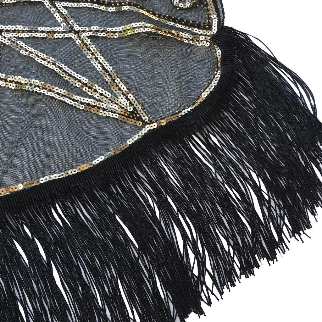 1920s Vintage Sequin Evening Dress with Shawl Cape for Banquets and Christmas