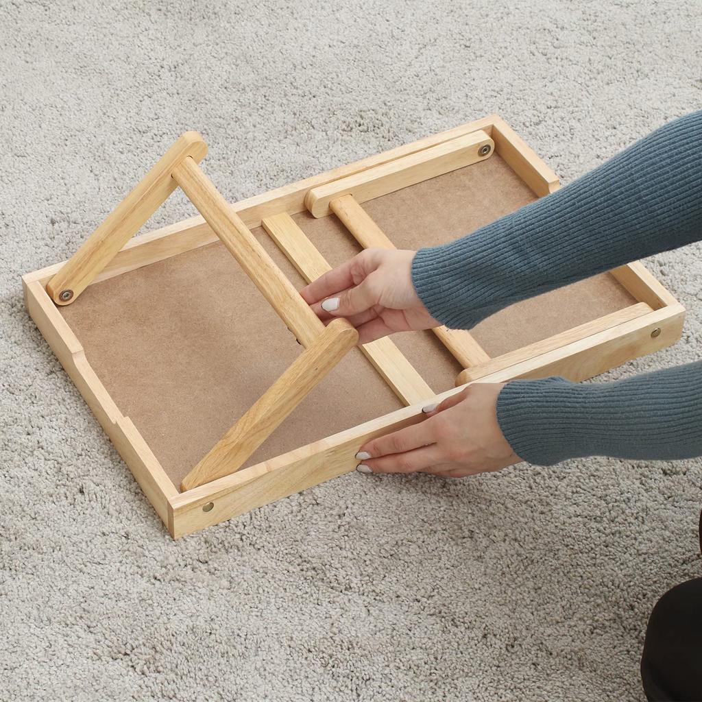 Fujiboeki Bonheur Folding Bedside Coffee 50cm Wide x Deep x 20cm Natural White 28683 Table, Table, 31.3cm High, Wood,