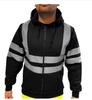 Men's Reflective Stripe Sanitation Work Clothes with Fleece Hooded Top, Outdoor Sweatshirt for Men