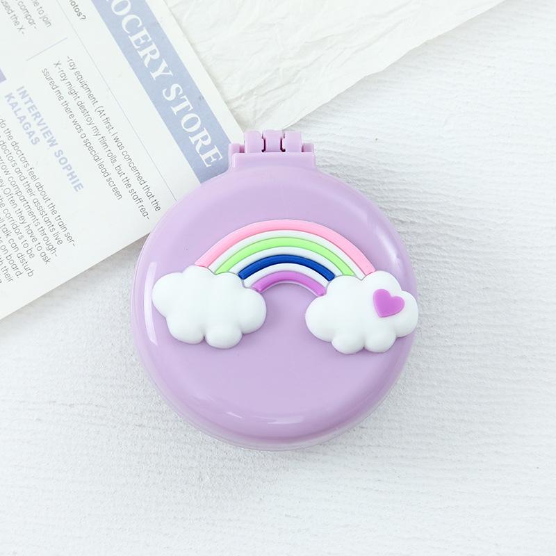 Cute Mini Folding Hair Combs with Mirror Portable for Travel Massage Comb for Women Girls Hair Brushes Styling Accessories
