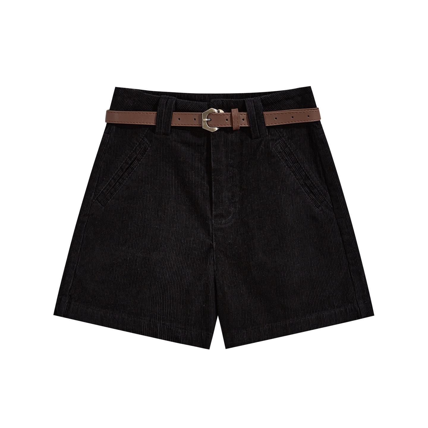 

Retro Corduroy Coffee Casual Shorts: Plus Size High Waist Slimming Wide Leg Bootcut for Women M