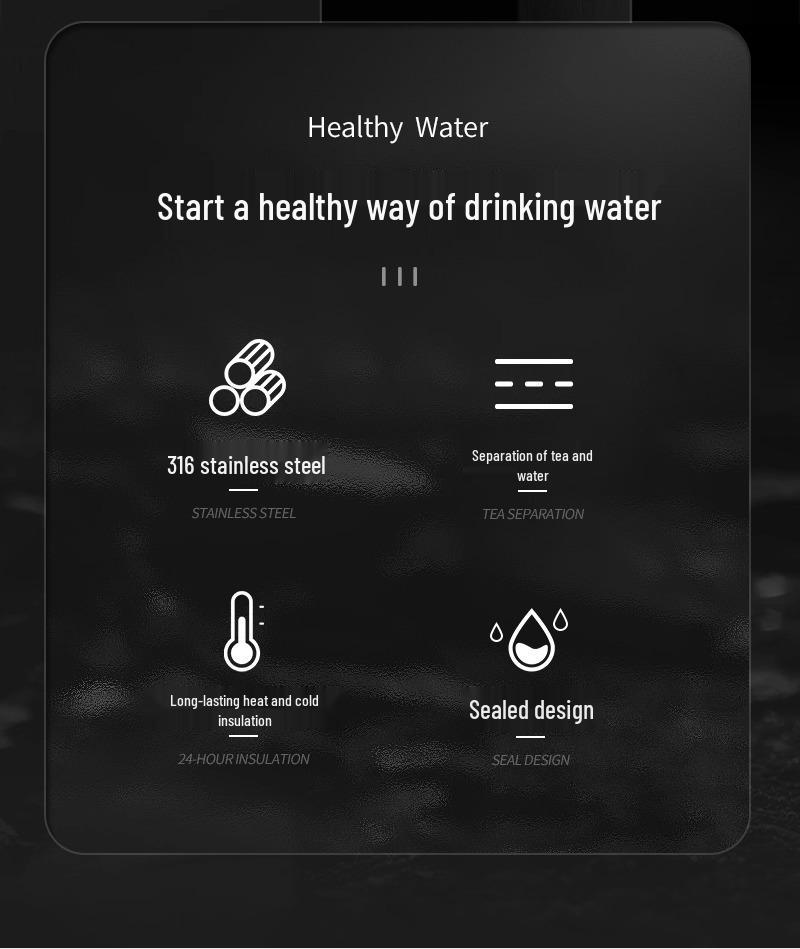 316 Stainless Steel Large-Capacity Insulated Travel Mug for Tea with Separation Feature