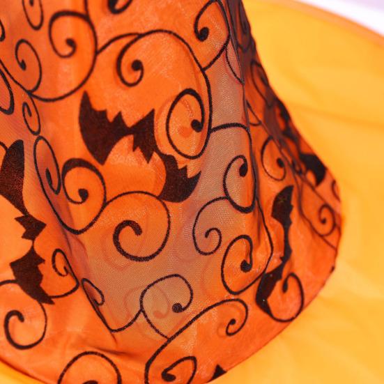 Holiday Event Decorations Witch Hat, Bat Spider Web Print Wizard Hat Cosplay Party Headwear for Costume, Halloween Supplies, Stage Performance Costume