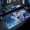 Suisei Hoshimachi Mouse Pad RGB Gaming Mousepad Big LED Pad PC Desk Mat Luminous Mouse Pad Large Keyboard Mats Table Rug With