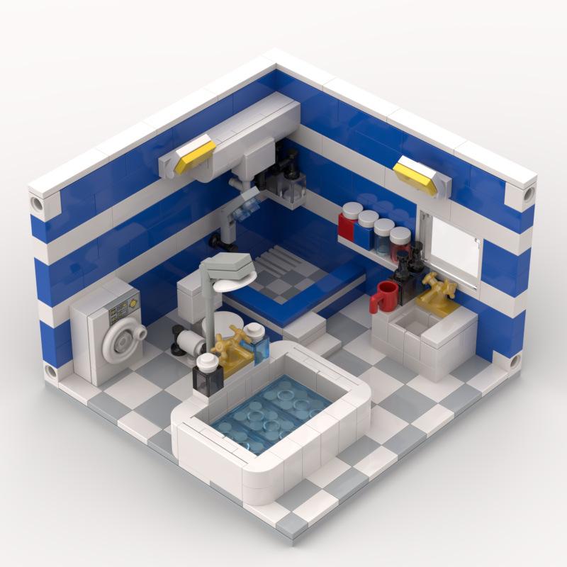 Street View Corner Room Bar Kitchen Gym Scene Diy Assembly Holiday Gift Ornament Building Block