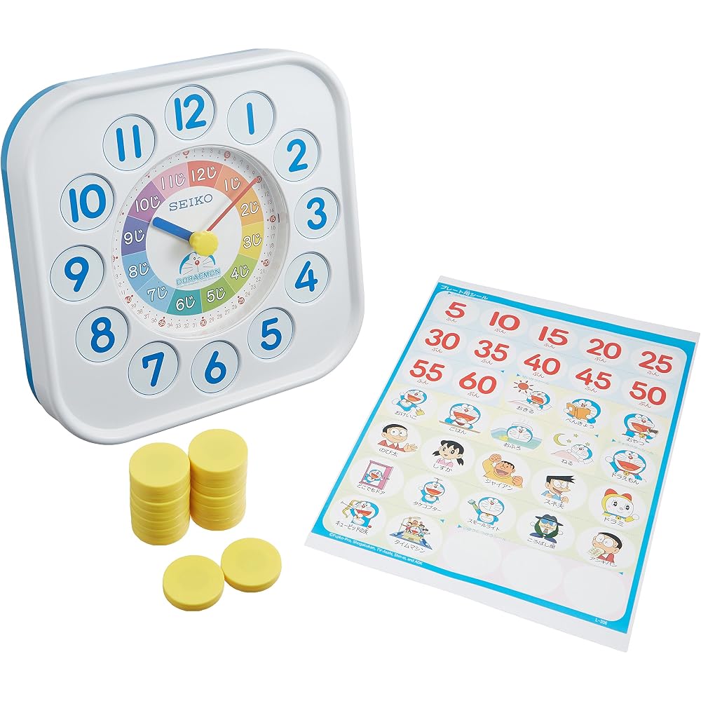 Seiko Clock Wall Clock/Desk Clock, Educational, Doraemon, Analog, White, CQ319W SEIKO