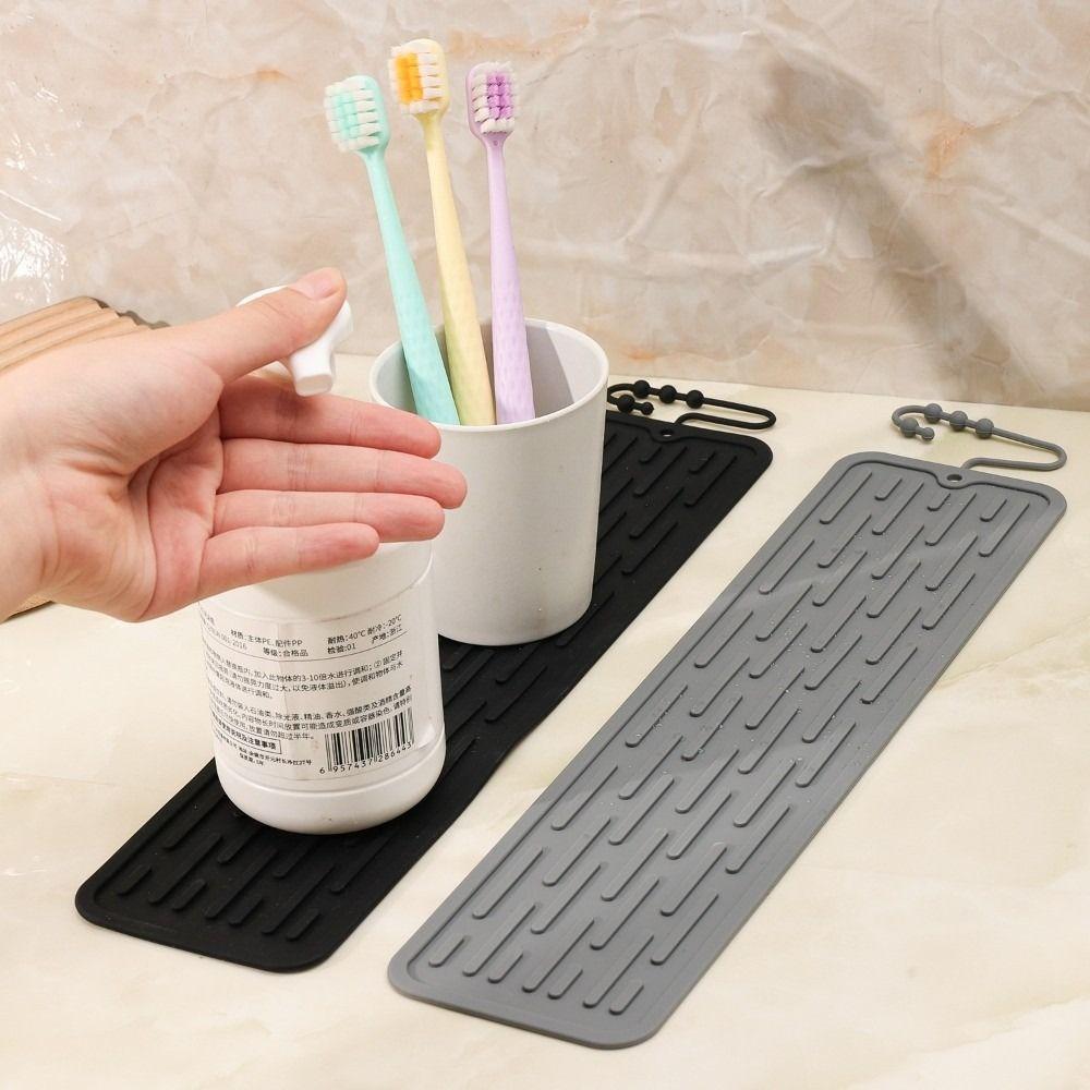 Washable Long Non-slip Mat Multifunctional Bundle Design Kitchen Countertop Insulation Mat Sink Water Prevent Silicone Drain Pad