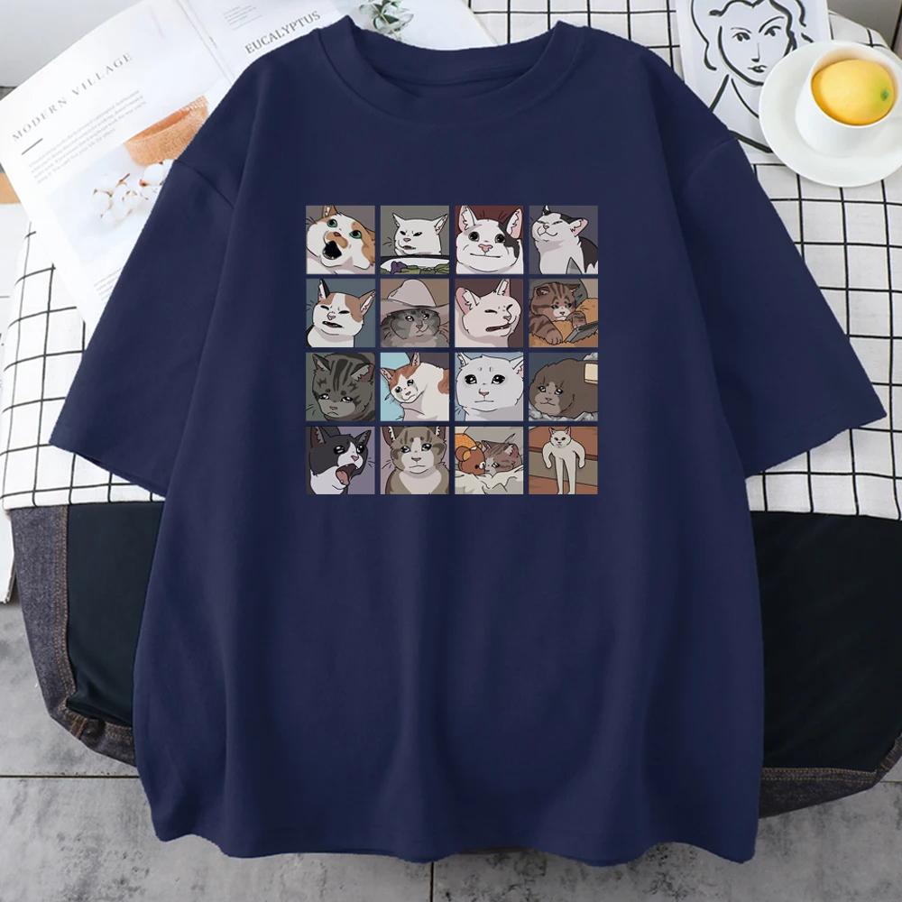 Cats Puzzle Creativity Printed Men T-Shirts Beach Breathable Funny Clothing Oversize Casual Cotton Tops Mans Short Sleeve