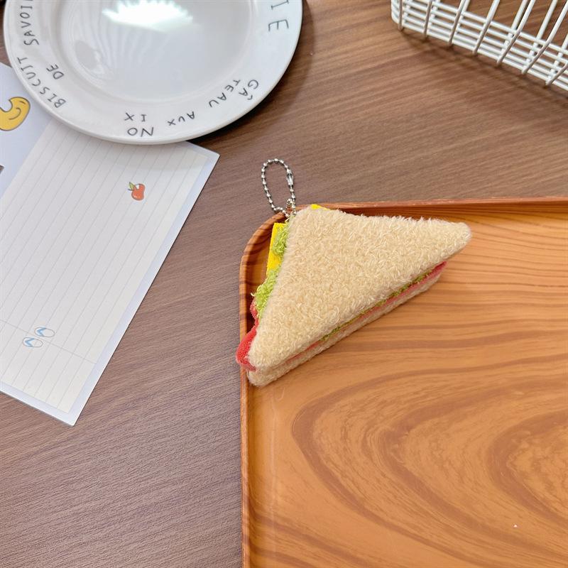 Cartoon Burger Plush Keychain: Cute Backpack Pendant & Soft Food Toy