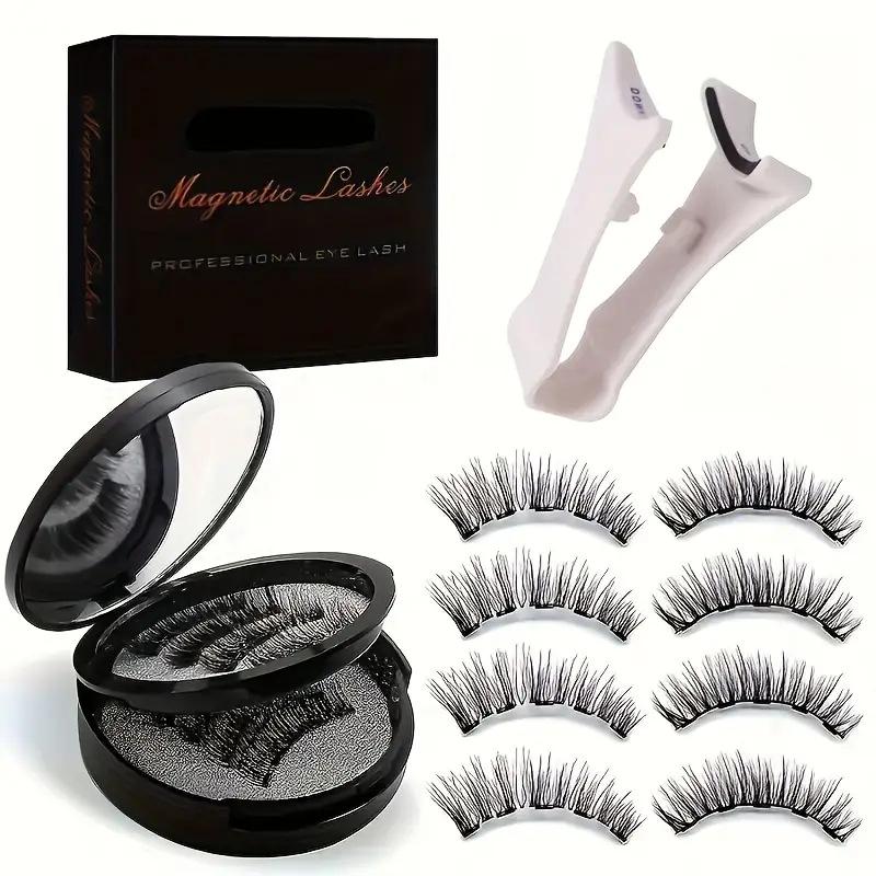 Magnetic Eyelashes Set: 3 Pairs, 12-Piece, 5 Magnets, No Glue Needed, European and American Styles