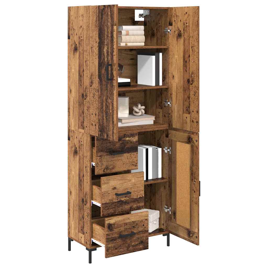 Wall Mounted Highboard Reclaimed Wood Look 69.5 x 34 x 180 cm Particleboard