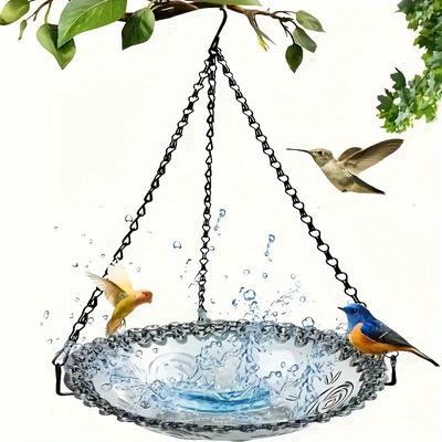 Hanging Plastic Bird Baths and Feeders for Outdoors Bird Water Bowls and Seed Trays Set Attract Wild Bird Garden Yard Decor Gift