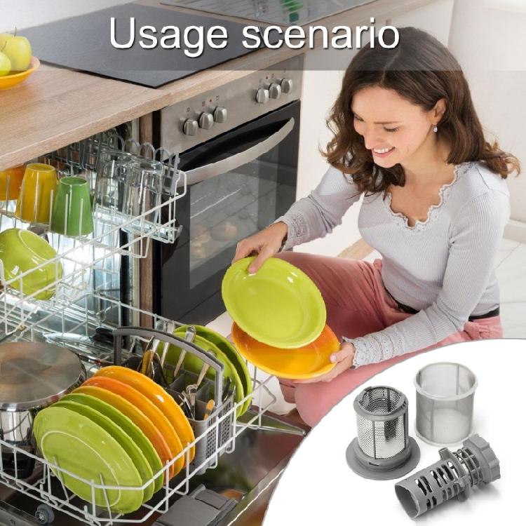 Hitzebeständiger Spülmaschinenfilter Spülmaschinenpumpenfilterbecher Edelstahlgewebe 3-in-1 Einfache Installation Ersatz