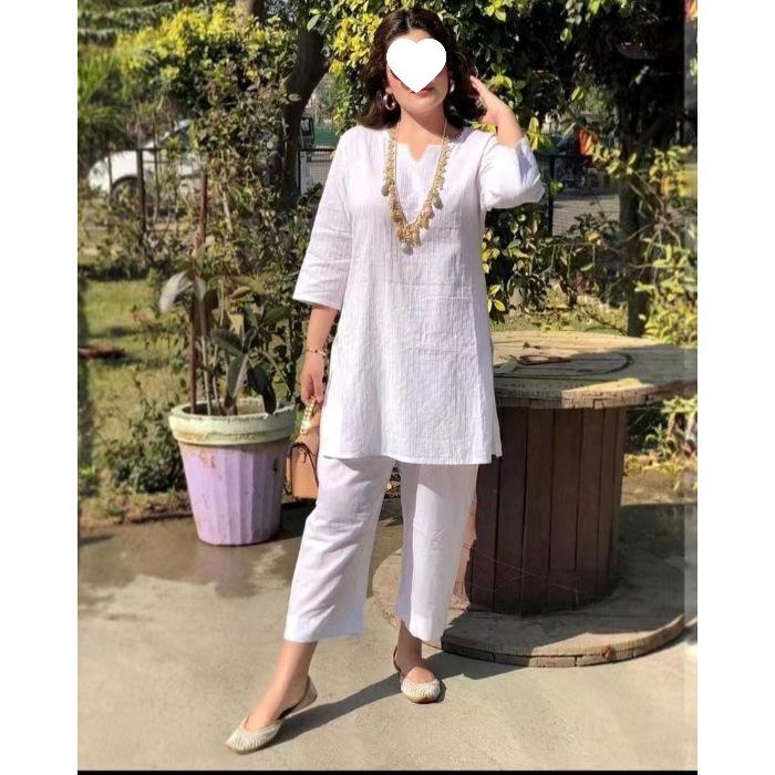 Southeast Asian Ethnic Mid-Sleeve Solid Color Sports Suit - Large Size Two-Piece Casual Set