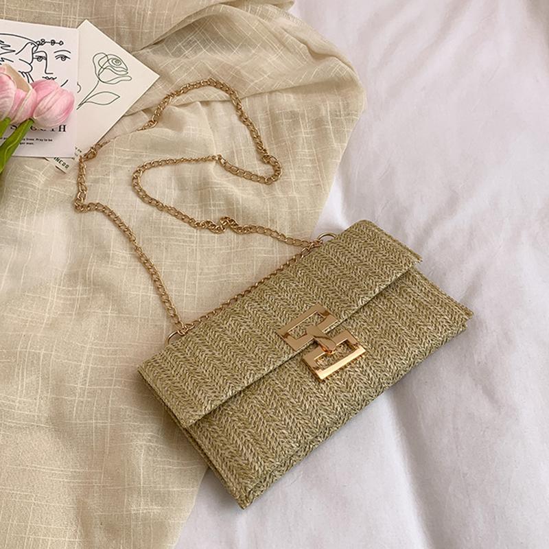 Damen Handtasche Mobile Geldbörse Sommer Strand Böhmischer Stil Handtasche Gewebte Kette Crossbody Schultertasche für Mädchen