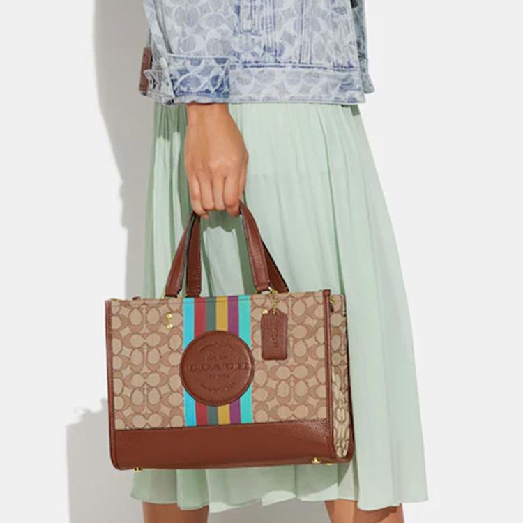 Coach Dempsey 30 Monogram Business Casual Commuter Color-Block Leather Tote Bag Women Tote C5794-IMT1O