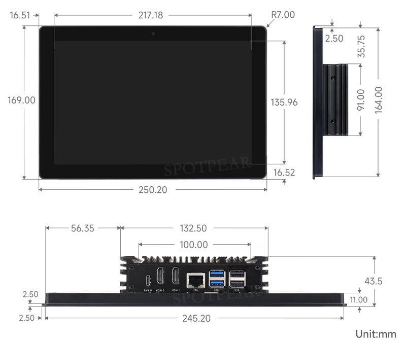 Raspberry Pi 10.1" HMI DSI Touch Display, 1280x800, Compatible with 4B/5 Models