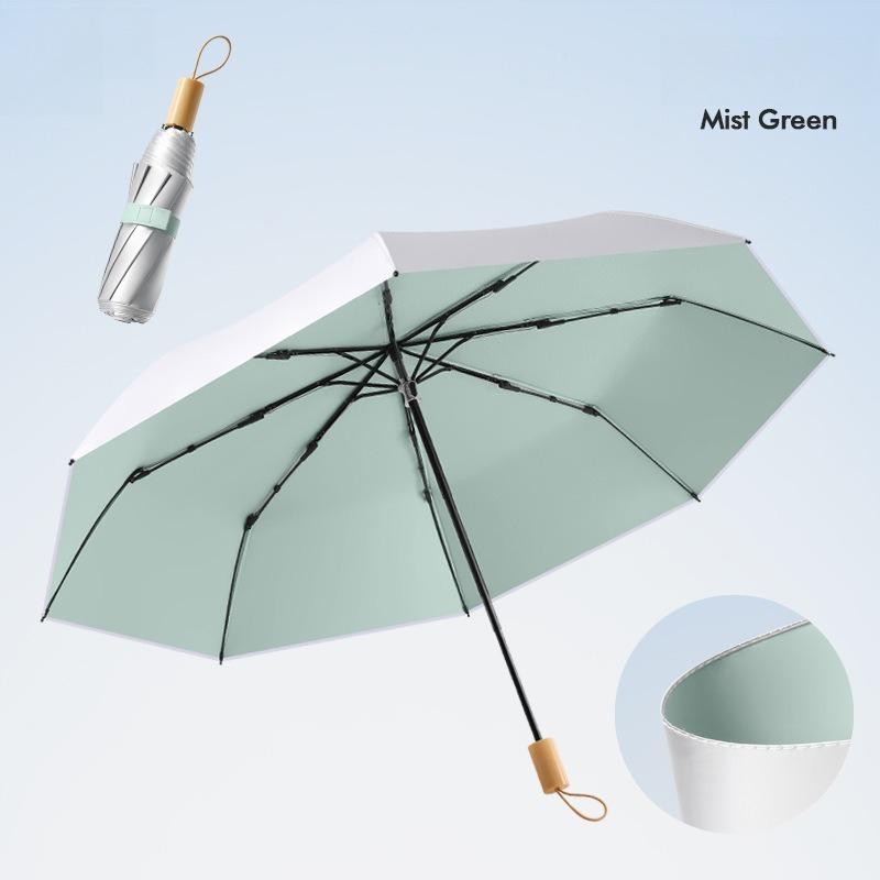 Premium Titanium Coated Manual Open Umbrella  UPF50+ Sun Rain Protection Double Layer Compact Folding Umbrella for Adults