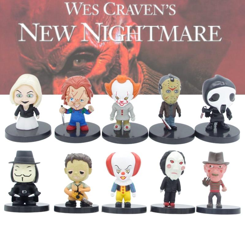 Sada 10 PVC figurek postav z hororových filmů Chucky, Joker, The Crow a další!