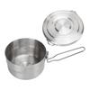 1.5L Camping Pot 304 Stainless Steel Folding Handle Stable Camping Cook Pot with Lid for Outdoor Mountaineering Hiking
